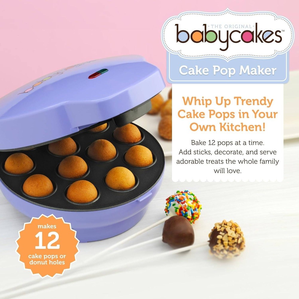 Babycakes Cake Pop Maker CP-12 Purple 12 Capacity Non-Stick Donut Hole Machine